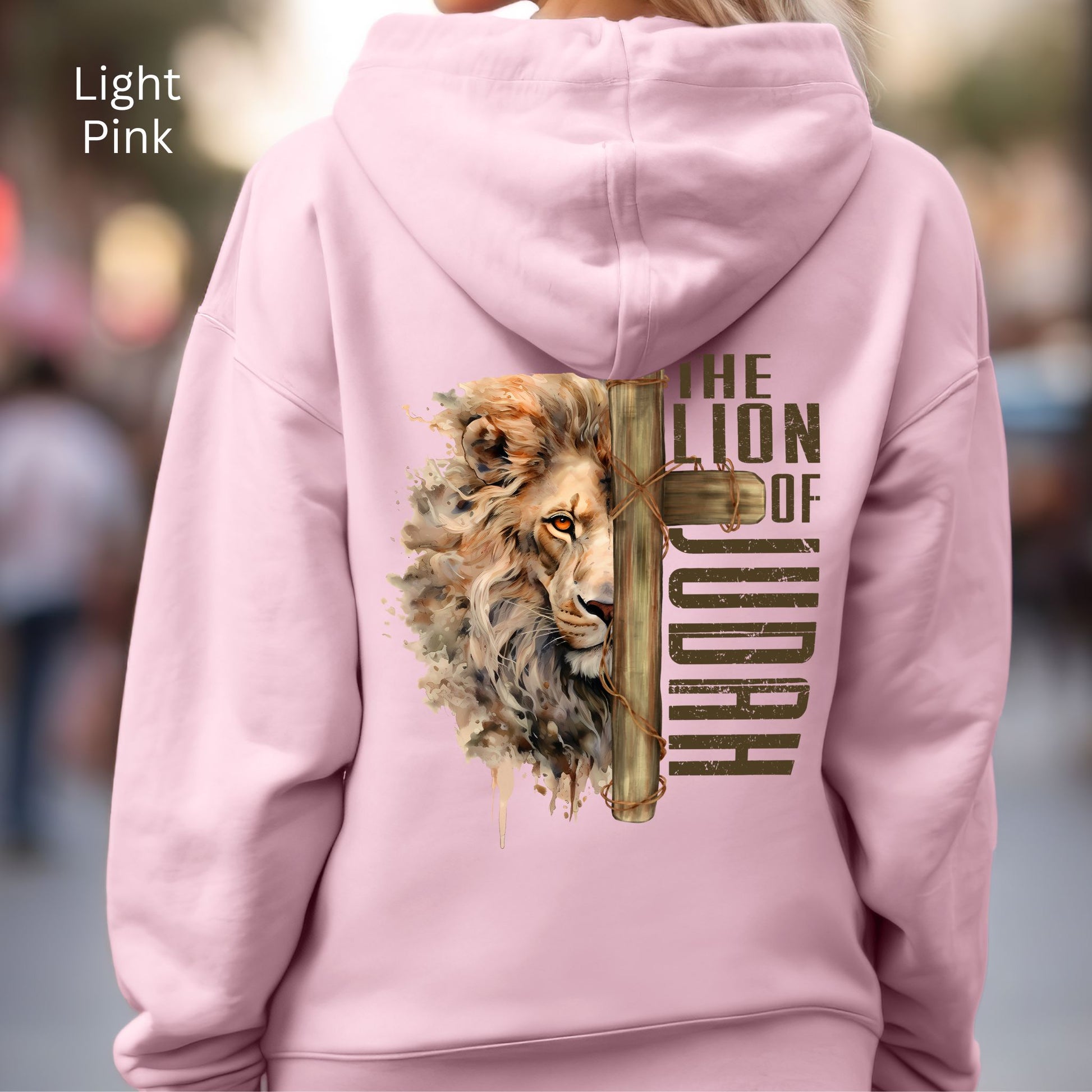 A Cross of nails on front and Lion of Judah graphic on back with Rev 5:5 makes this Christian hoodie a must have.