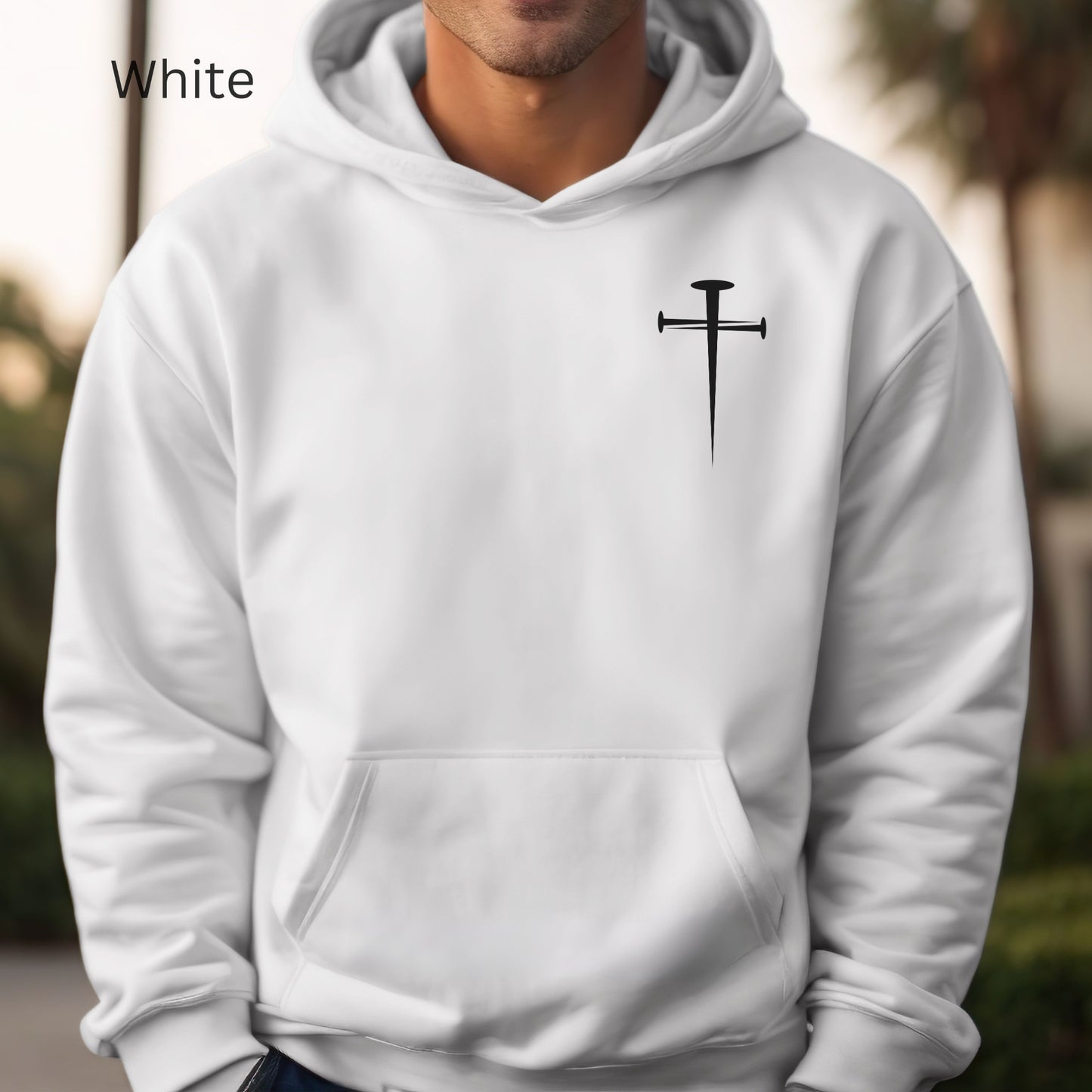 The cross of nails on front and  John 3:16 on the back makes this Jesus hoodie a trendy gift.