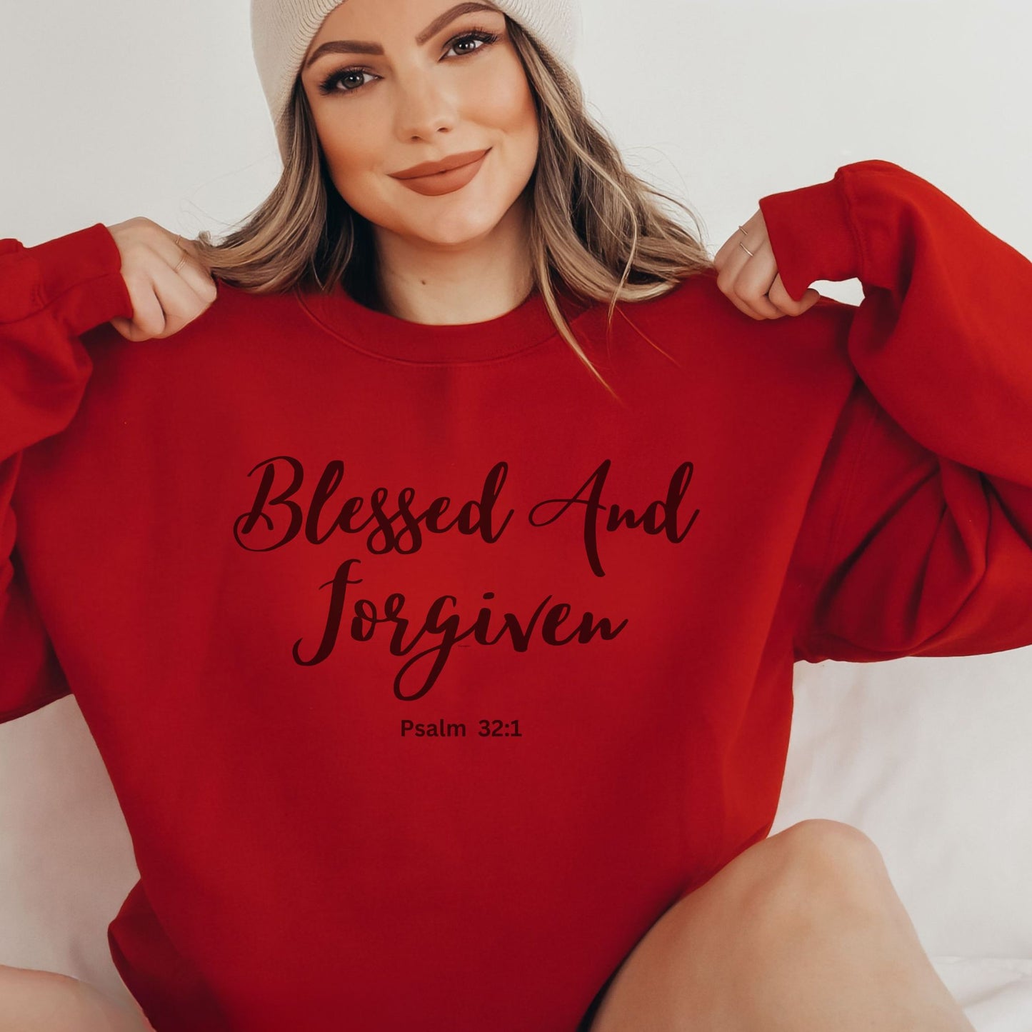 Blessed and Forgiven Sweatshirt Gift for Christian, Psalm 32:1