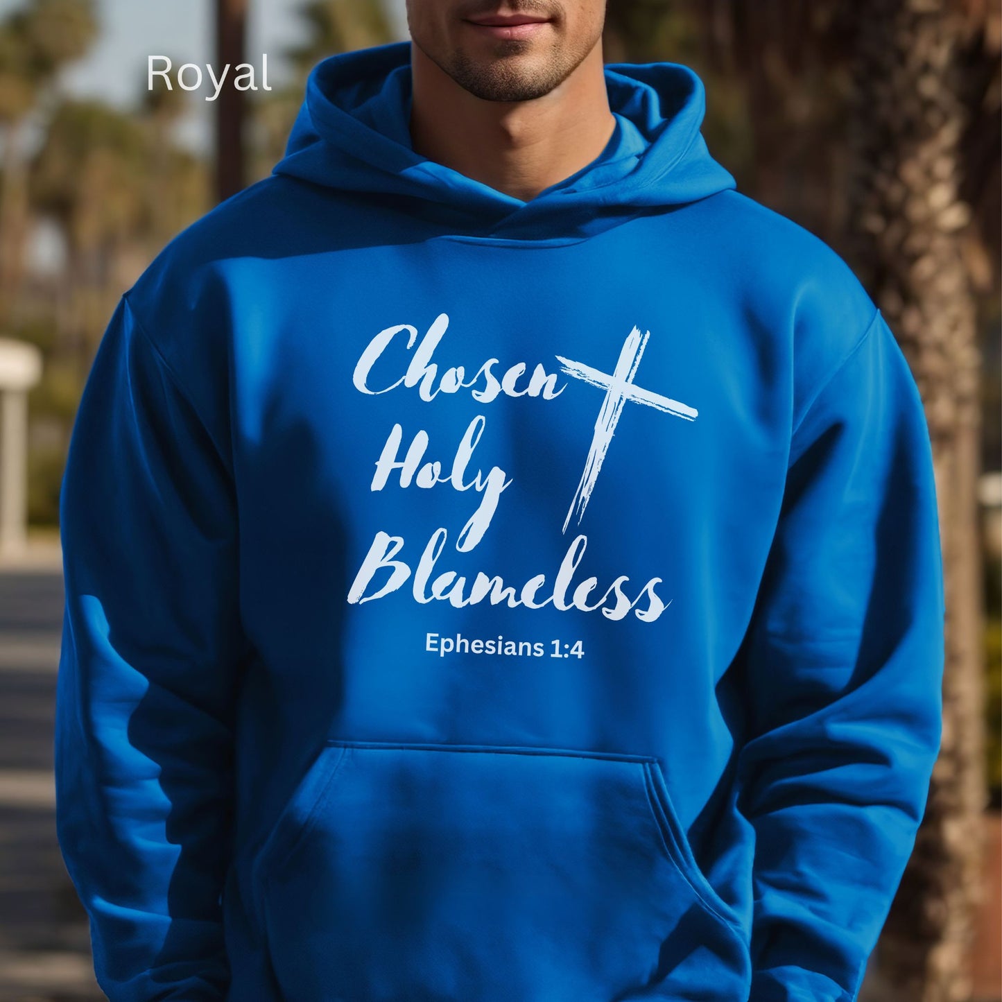 a FINISH Chosen Holy Blameless Sweatshirt Ephesians 1:4