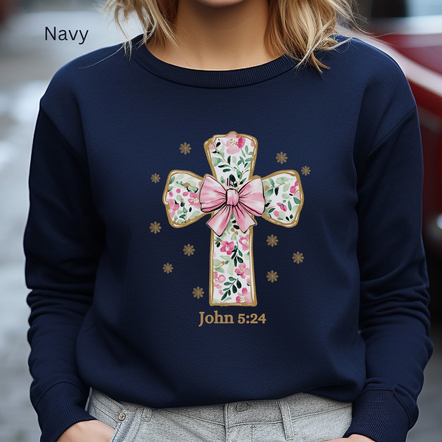 Coquette Christian Jesus Cross Sweatshirt John 5:24