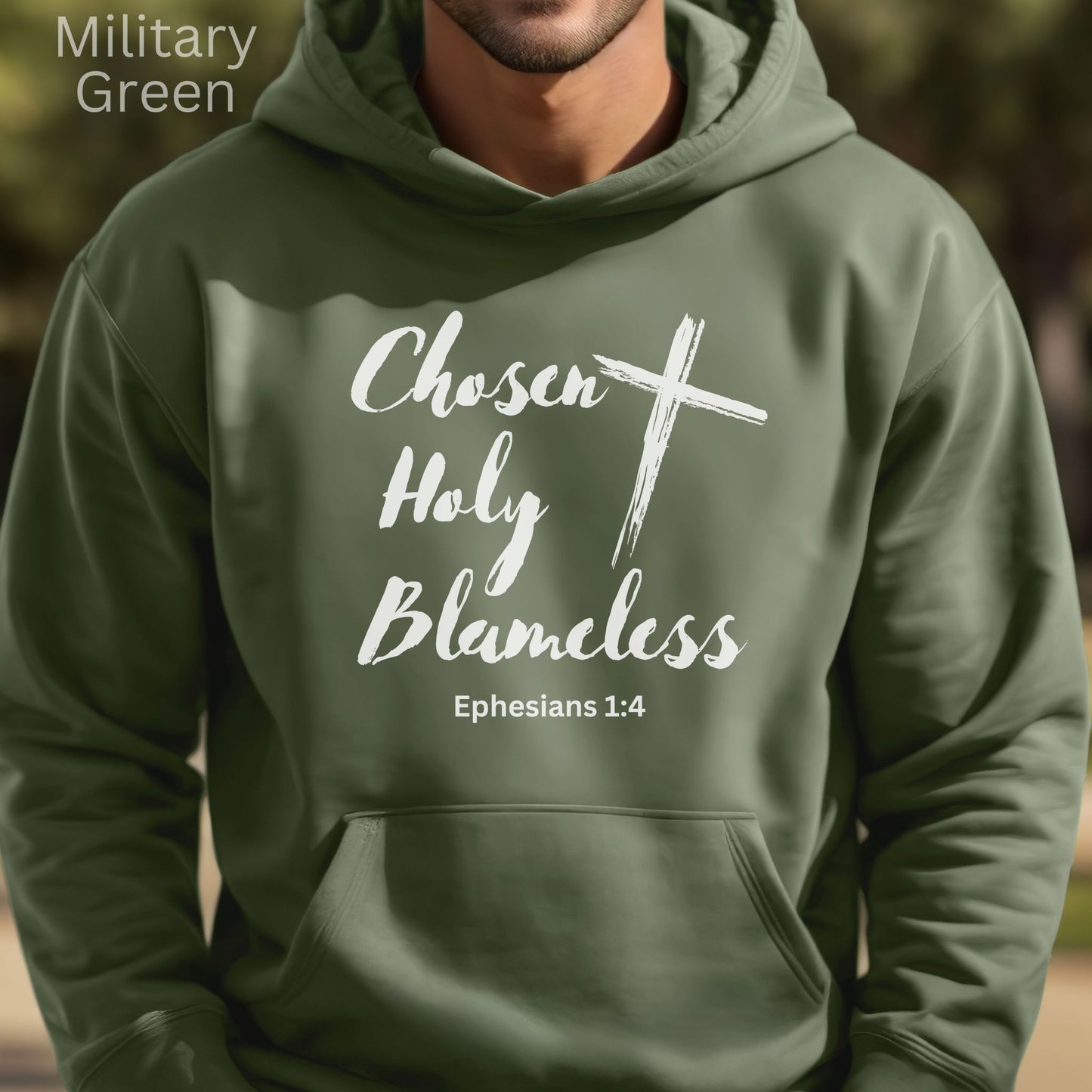 a FINISH Chosen Holy Blameless Sweatshirt Ephesians 1:4